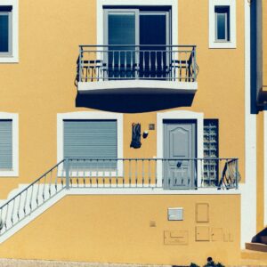 yellow and white concrete building